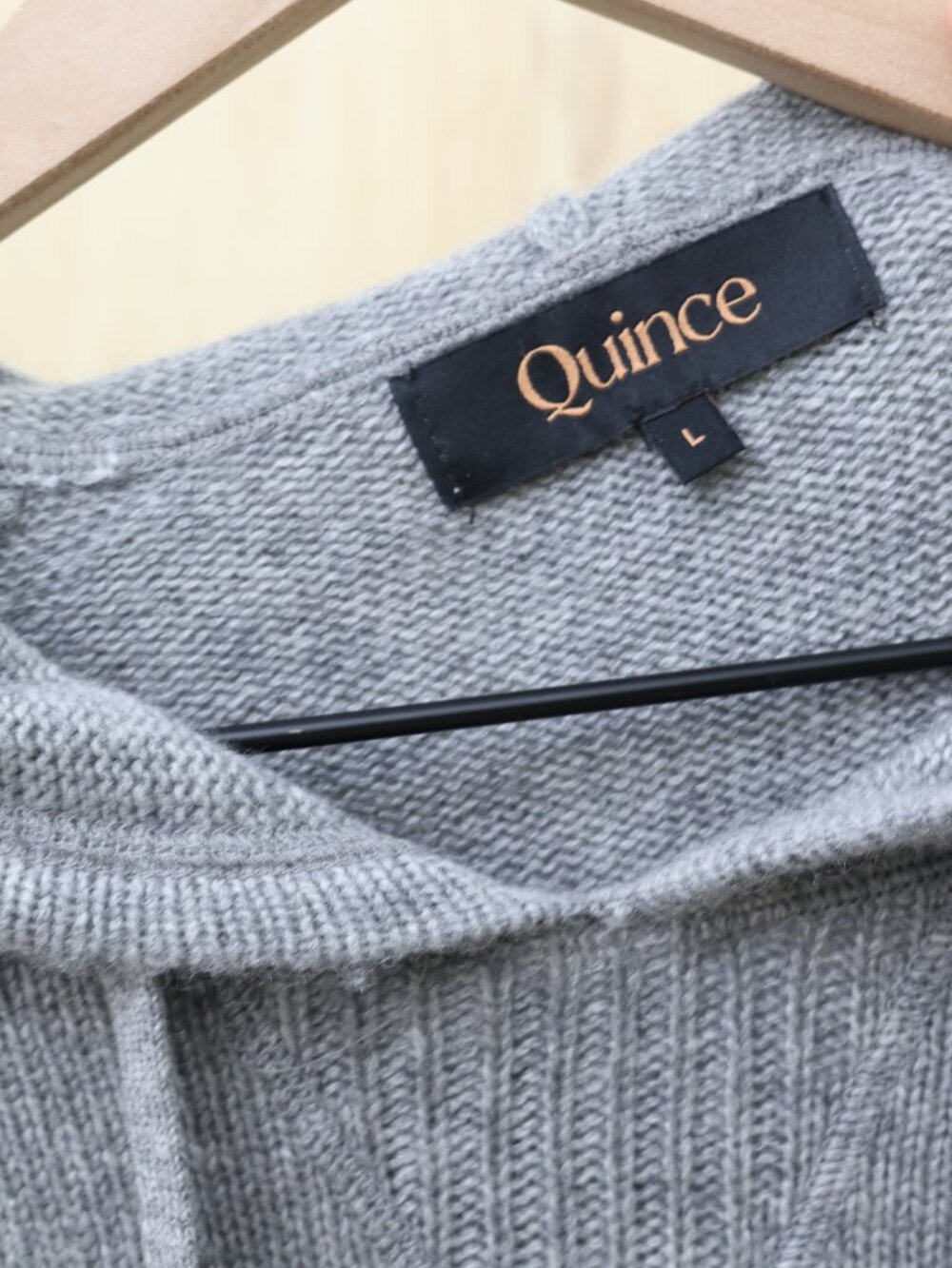 Quince Mongolian Cashmere Pullover Hoodie Men's Heather Grey Large - Picture 4 of 4